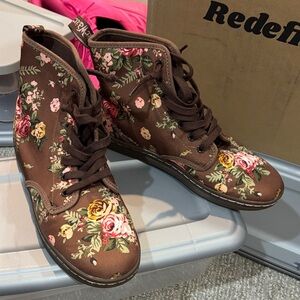 Dr. Martens Brown Floral Ankle Boots